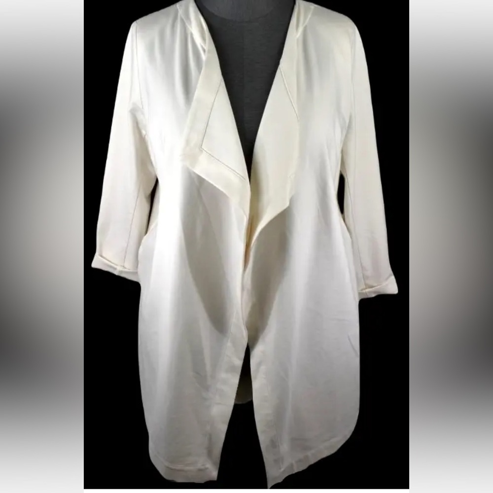 Lane Bryant ivory long sleeve ponte open front drape jacket size 18/20